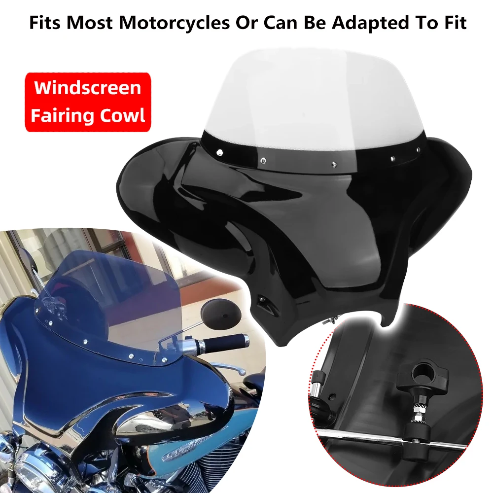 Motorcycle Universal Windscreen Retro Windshield Outer Batwing Deflector Fairing Cowl For Harley Touring Sportster Yamaha Honda