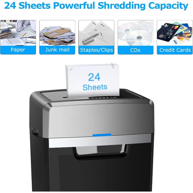 home. Heavy Duty Paper Shredder, 24-Sheet Cross-Cut Shredder, 9-Gallon Big Basket, 55dB Super Quiet, P-4 High Security (S3105)