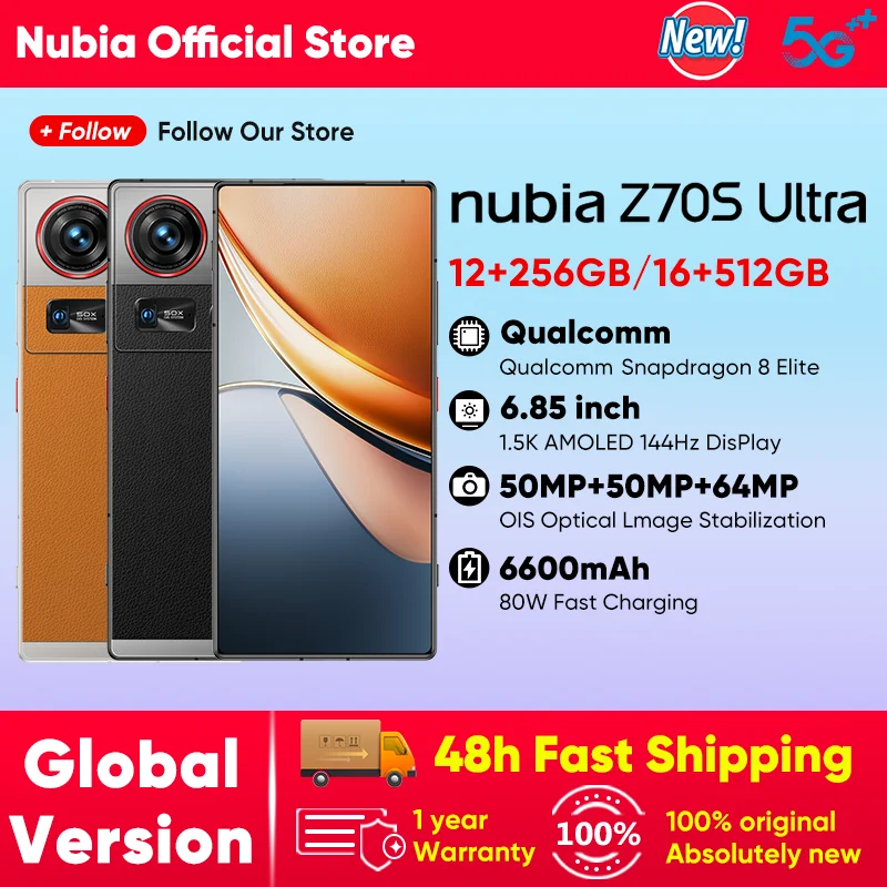 2025 Nubia Z70S Ultra 5g Smartphone New Snapdragon 8 Elite 6600Mah Battery 6.85'' 144Hz Amoled DisplayNfcGlobal Version