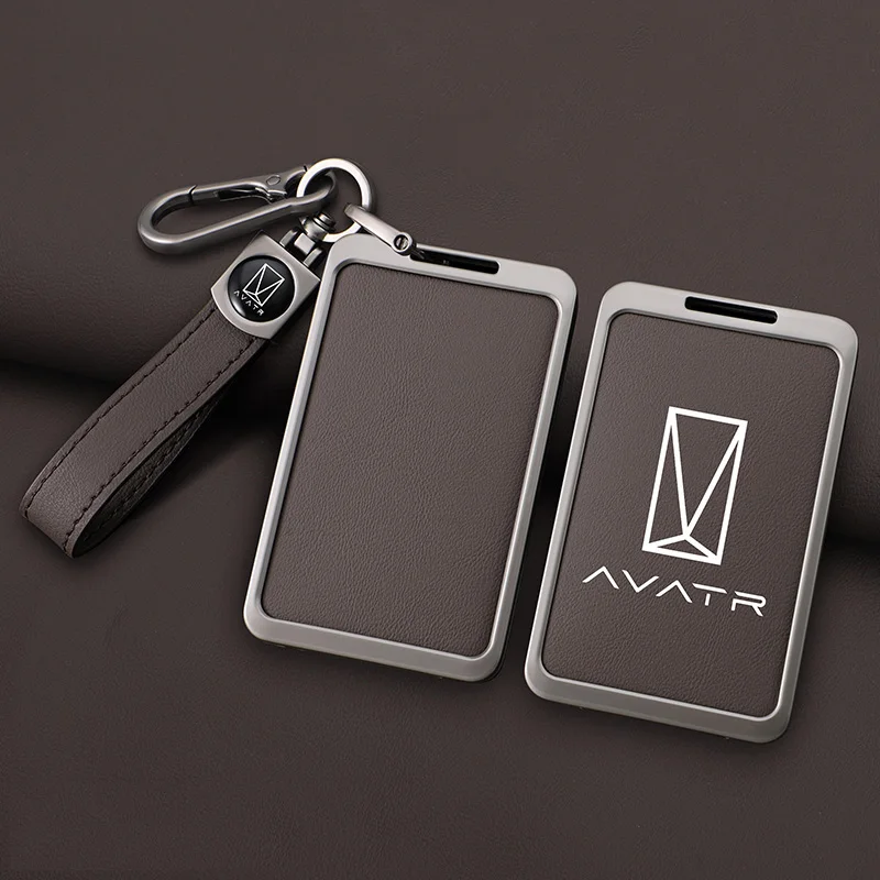 Zinc Alloy Leather Car Smart Remote Key Case Cover Protector Shell For Avita 11 12 Card NFC Keyless Keychain Accessories