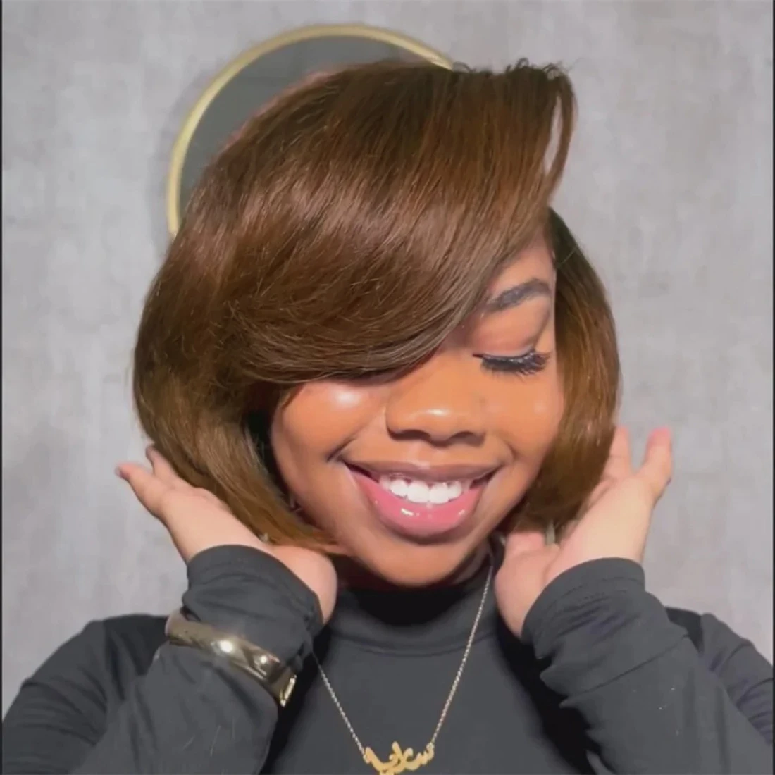 

#4 Brown Straight Pixie Cut Wig 13x4 Transparent Lace Frontal Human Hair Wigs Short Bob Wig Brazilian Wigs For Women