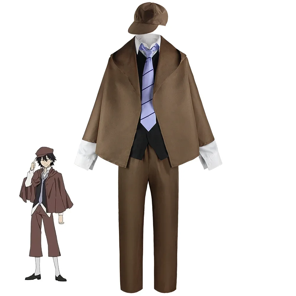 Edogawa Ranpo cosplay Costume Detective Uniform Suit Edogawa Rampo Outfits with Hat for Halloween Comic Con