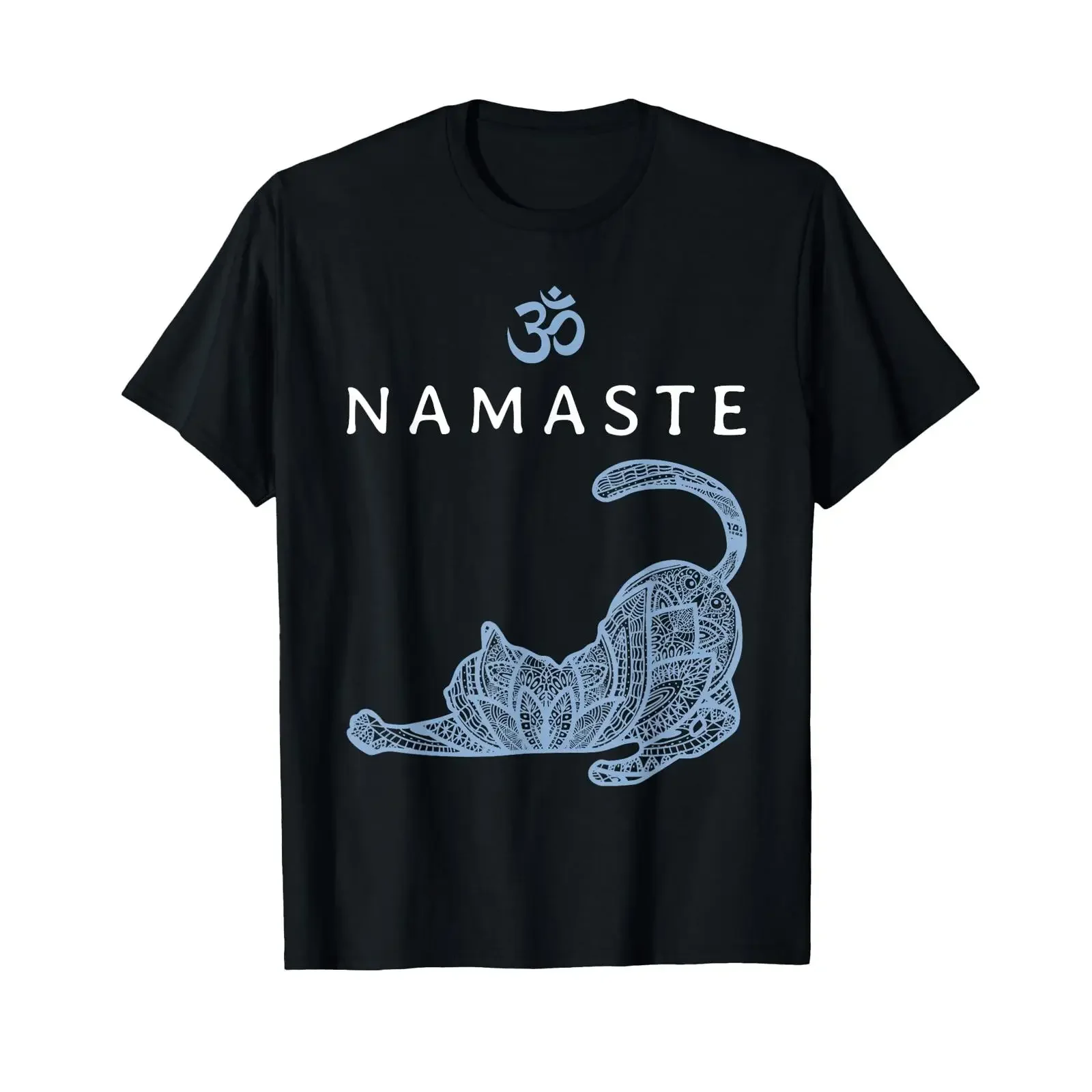 Namaste Cat In Yoga Pose Om Symbol For Women T Shirt vintage Washed Soft homme Top For Everyday Wear Versatile Breathable