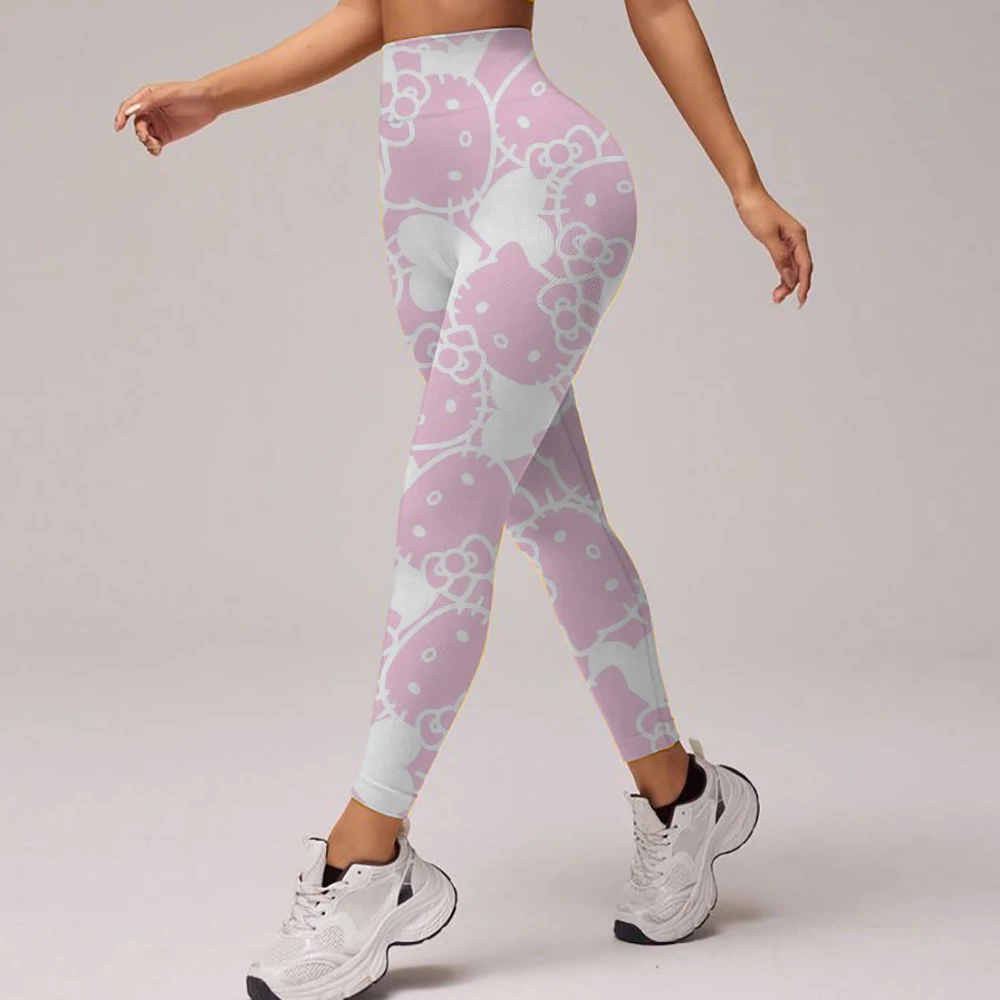 

Hello Kitty print Sport Legging Women Stretch Gym Pants Women Running Workout Leggings Female Soft Tights Push Up Yoga Pants