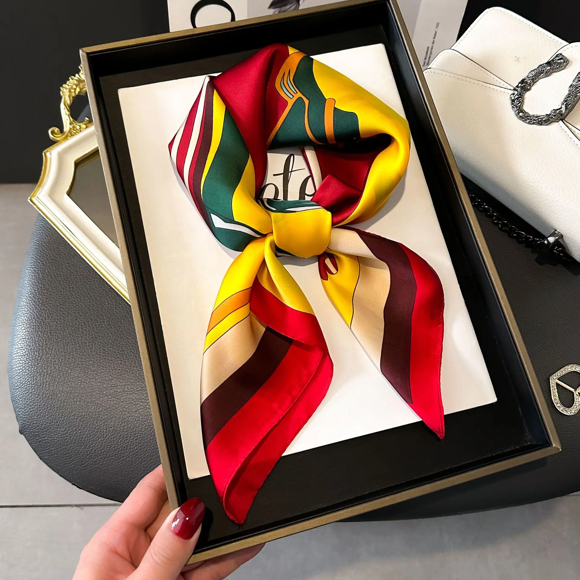 Luxury Horse Pattern Silk Scarf 4