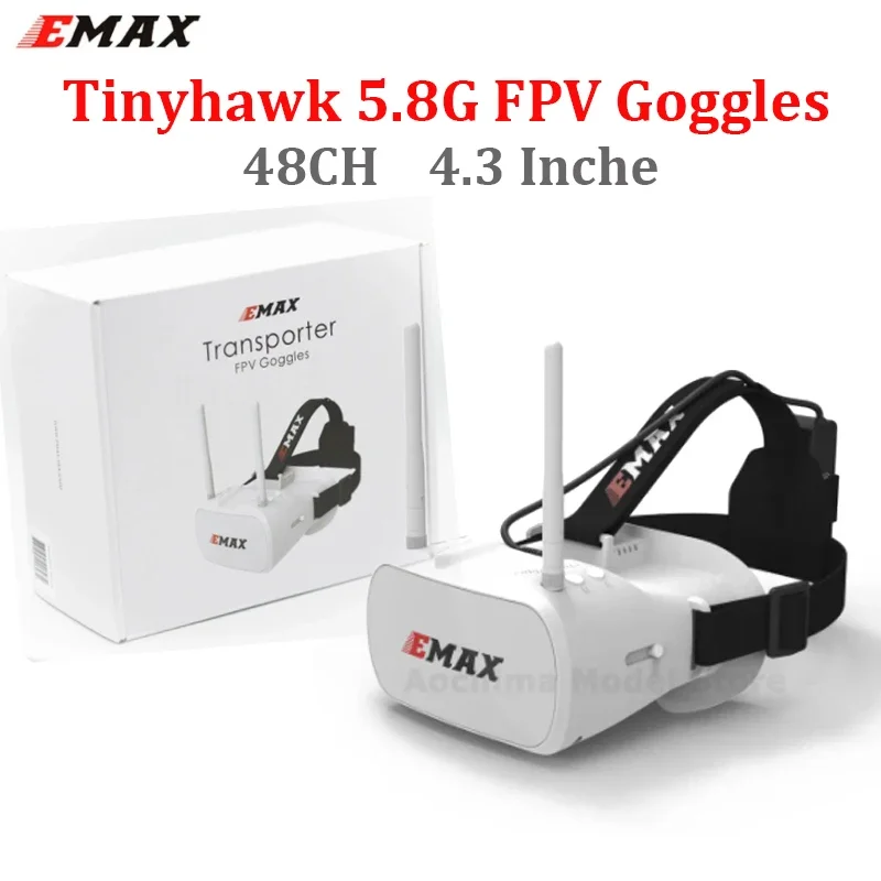 

EMAX Tinyhawk 5.8G 48CH FPV Goggles 4.3 Inches 480*320 Video Headset With Dual Antennas 4.2V 1800mAh Battery For RC Drone