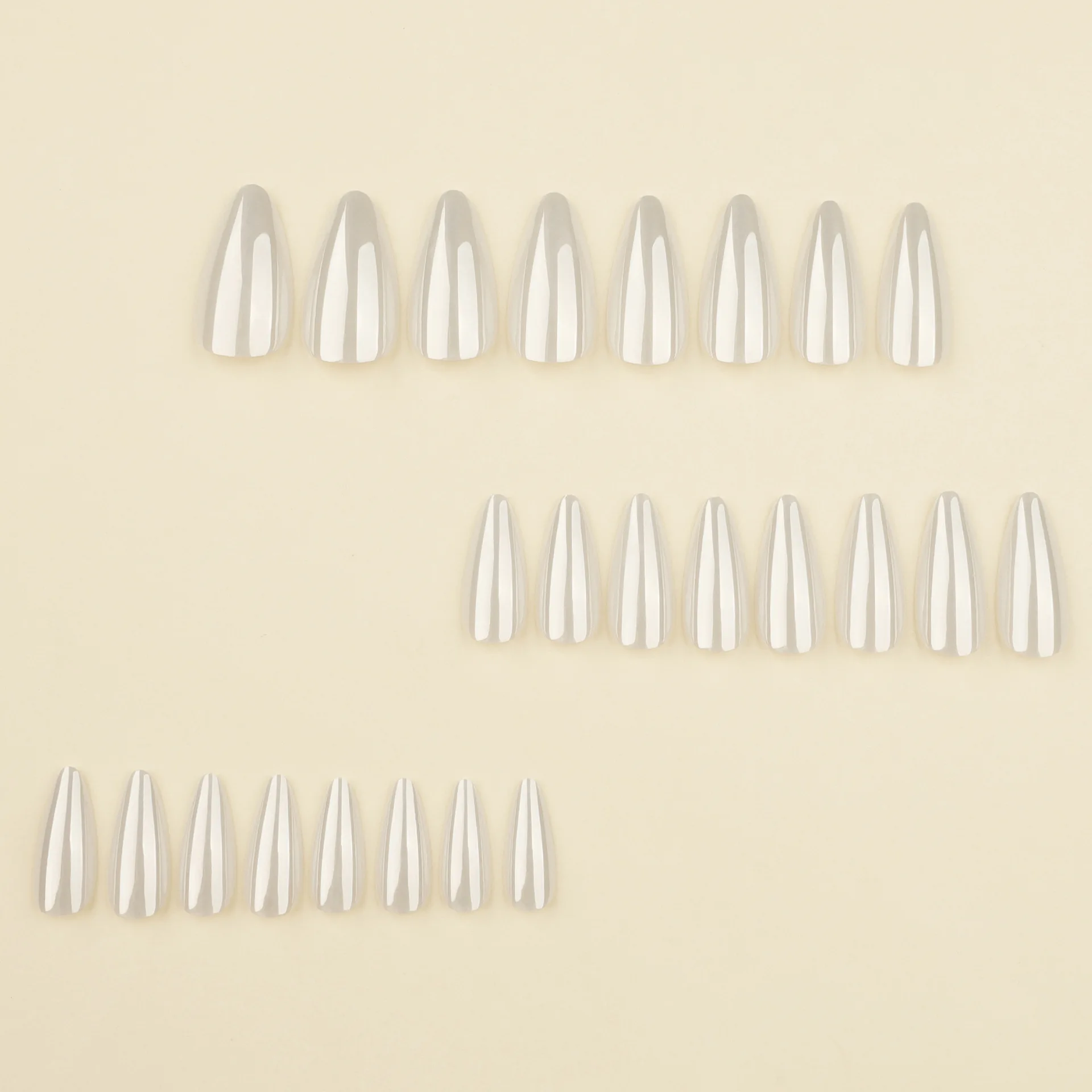 Faux ongles en amande mi-perlescente, couleur unie, brillant, couleur chair, pointes de manucure, couverture complète, 24 pièces/boîte