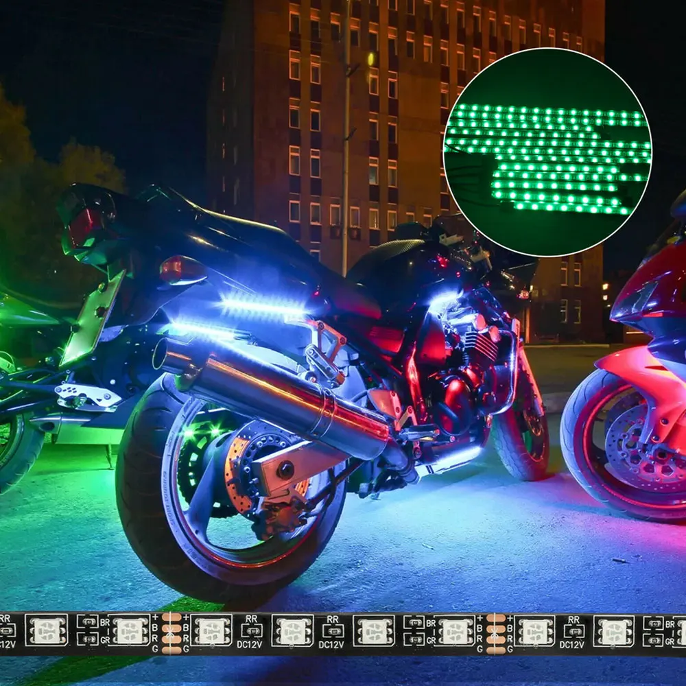 

12PCS RGB Multi-color Bluetooth Motorcycle LED Light Accent Glow Neon Strip Kit APP Control Motorcycle Decoration Accessories