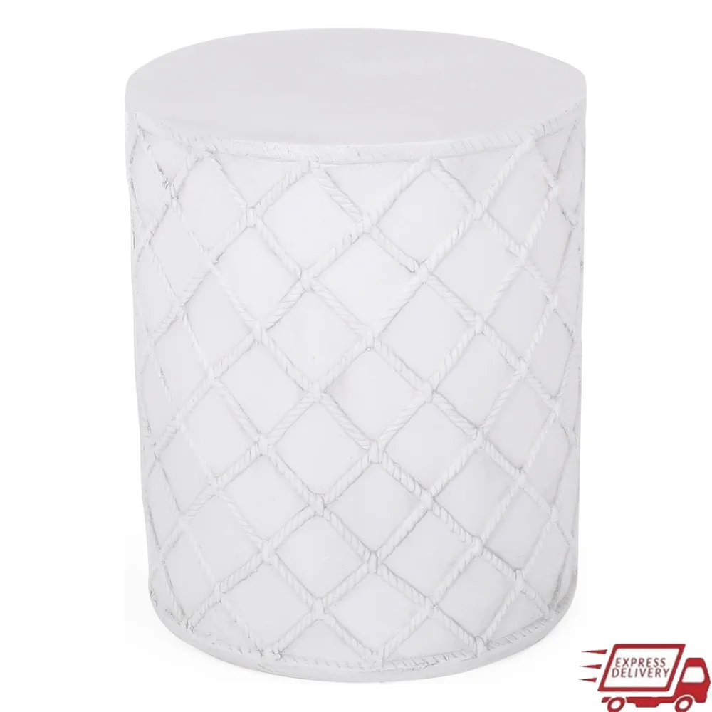 

Легкий бетонный уличный приставной столик с морским ромбовидным узором, прочный современный дизайн, сборка не требуется, идеальное патио