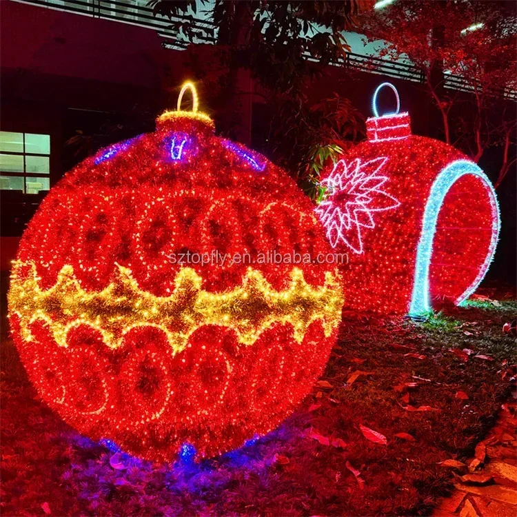 

Top QualityPlaza Villa Shopping Mall Customized Outdoor Light Up Christmas Motif 3D Ball Motif Light For Holiday Decoration