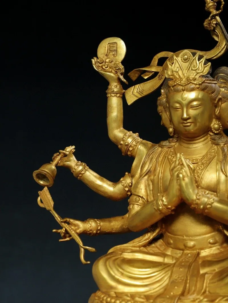 Hand-Cast Premium Brass Doumu Goddess Statue - 16.9