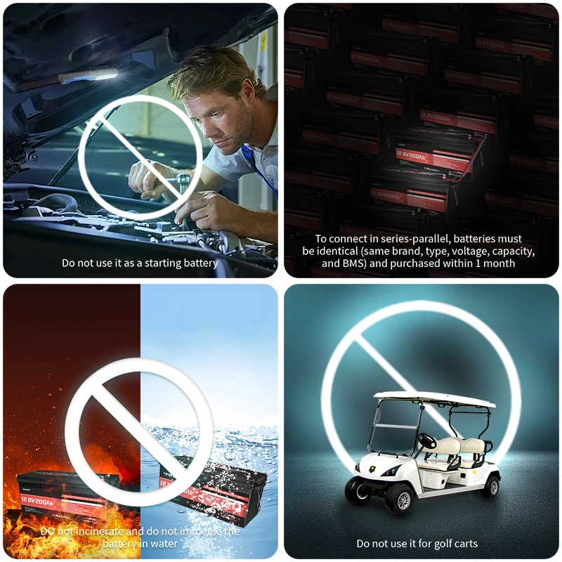 Dumfume 12.8V 200Ah LiFePO4 بطارية ليثيوم 2560Wh سعة مدمجة 200A BMS لتخزين الطاقة الشمسية المنزل احتياطية خارج الشبكة RV