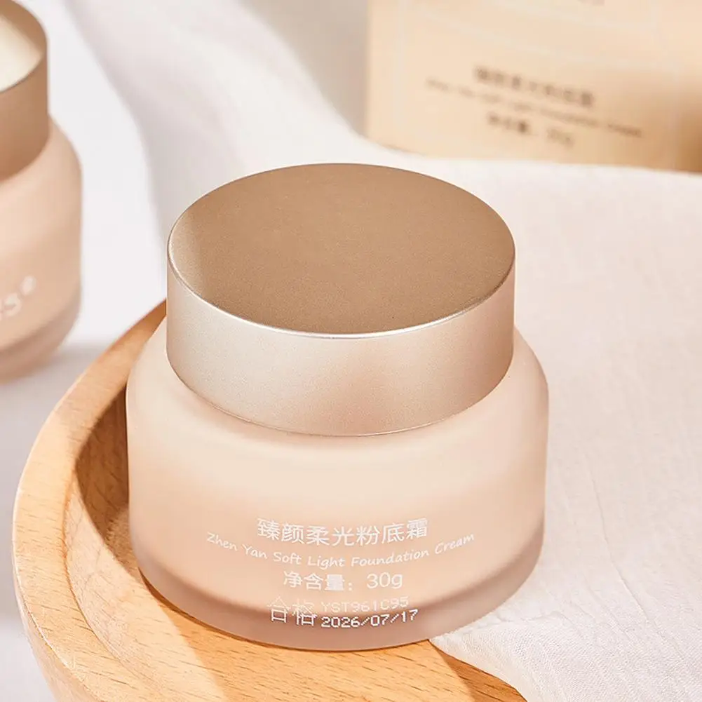 30g Soft Light Foundation Cream Waterproof And Sweat-proof Oil Control Beginners Makeup Face Concealer Moisturizing U9w4