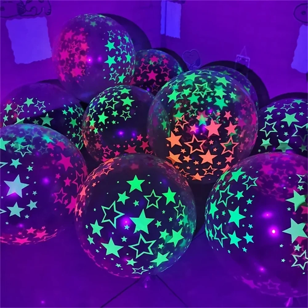 10 stuks 12 inch UV Neon Glow Fluorescerende Ballonnen Decor Happy Birthday Party Ballonnen Glow In The Dark Blacklight reactieve benodigdheden