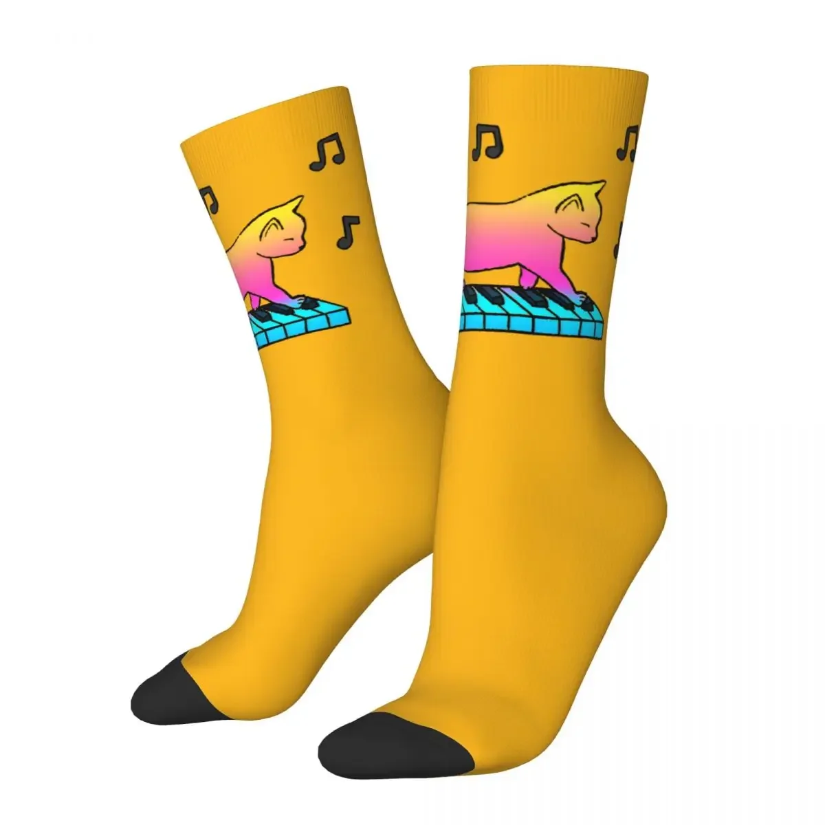 Piano Cats Stockings Women Men Socks Soft Breathable Funny Socks Autumn Climbing Non-Slip Design Socks Gift