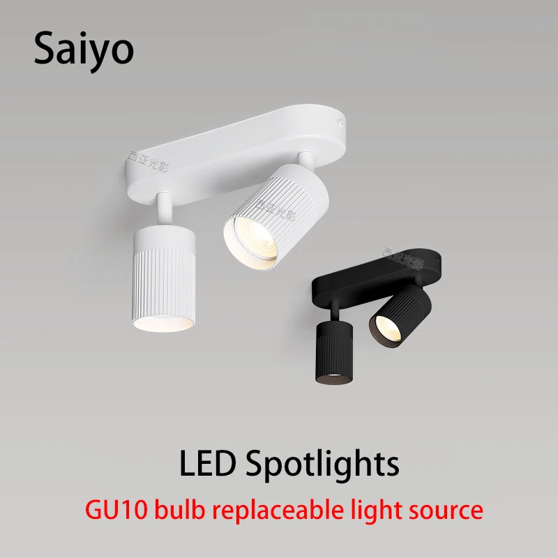 Led Spotlights GU10 MR16 Replaceable Bulb Spot Light Surface Mounted Adjustable Angle Foldable 2 3 Heads Ceiling Lamp 110V 220V