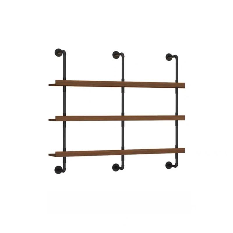 

New Wall Wine Rack Restaurant Bar Barbecue Shop Bar Counter Wall-mounted Wrought Iron Multi-layer Solid Wood Rack