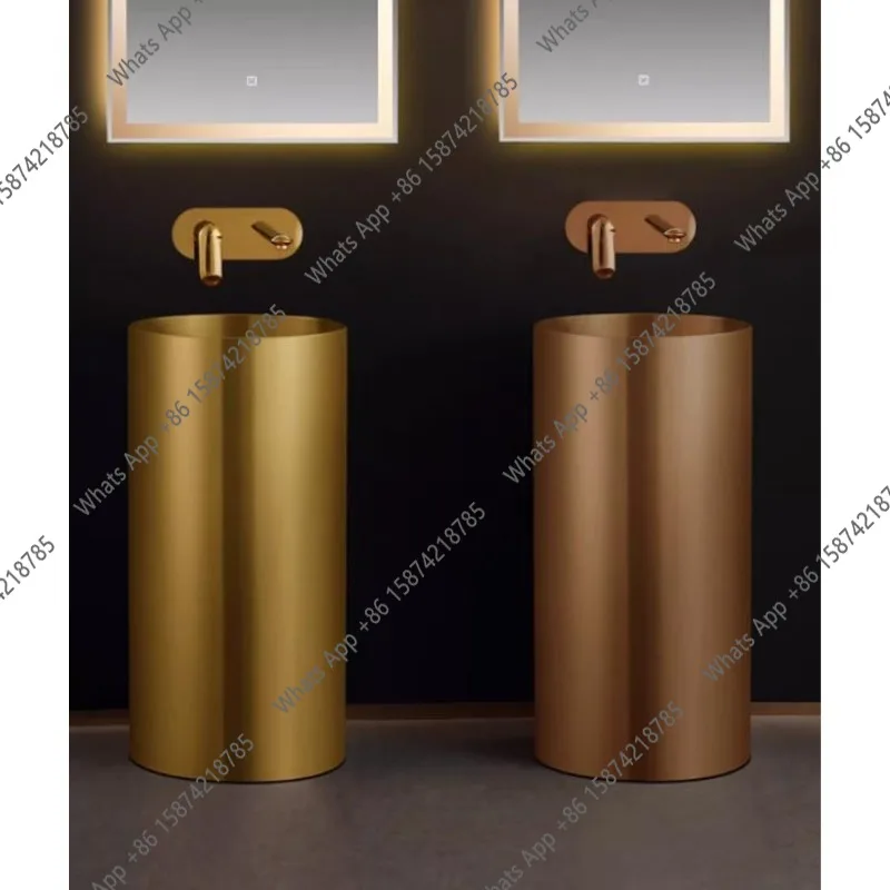 Inlet Pipe Light Luxury Bathroom Basin 80*40CM Stainless Steel Wash Basin Floor-standing+Faucet+Copper Drain+Drain Pipe+70CM