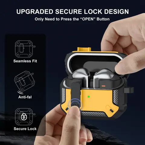 Security Lock Earphone Cases For Samsung Galaxy Buds 3/Buds 3 Pro PC Headphone Protective Sleeve Cover With Hook Accessories