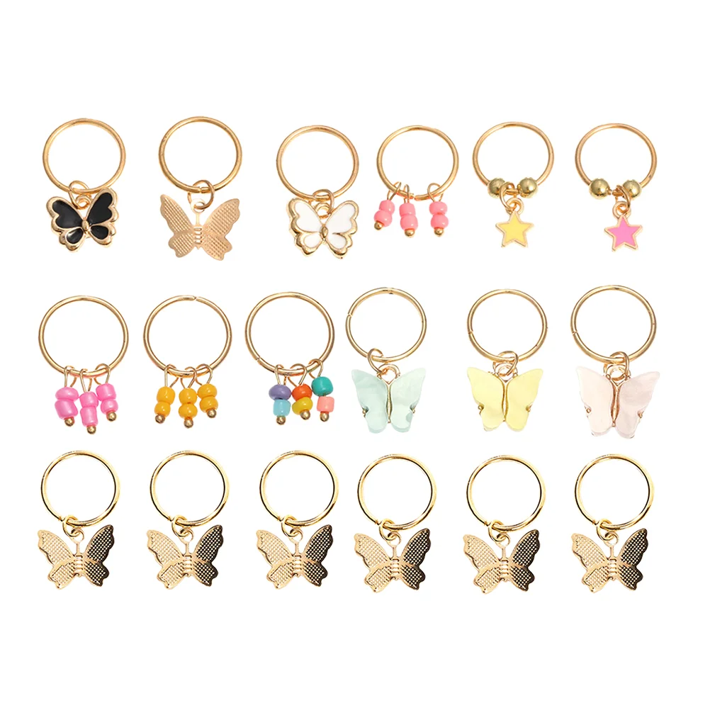 

18 Pcs Gold Hair Clips Dreadlocks Jewelry for Braids Cuffs Women Girl Charms Butterflies Miss