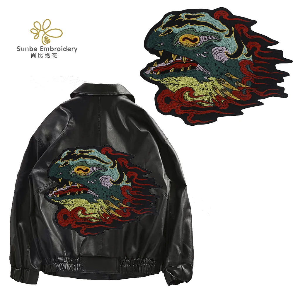 بقع الوحش غريبة الأسماك النسيج بقع التطريز زين الحديد على ملصق شارات الزخرفية لسترات نادي MC 5 قطع