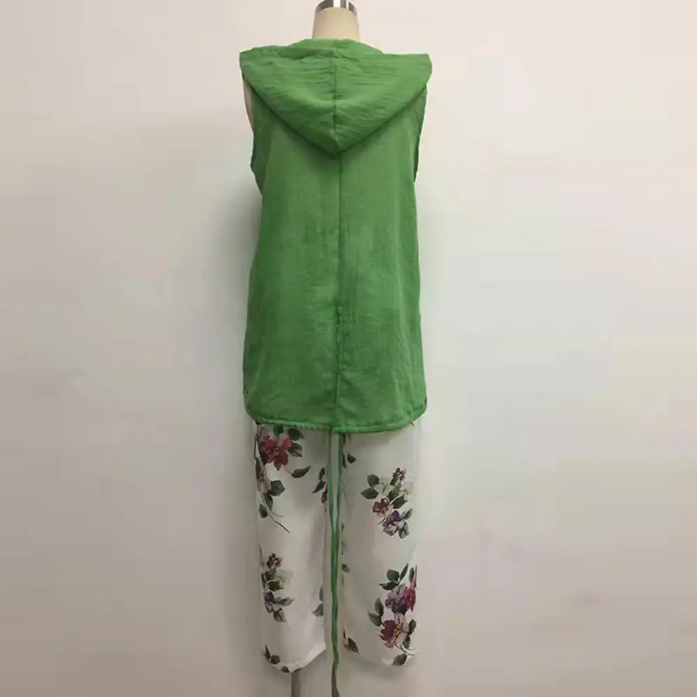 Ensemble de pantalons en Y pour femmes, 2 pièces, col en V, solide, décontracté, fibres à capuche, glaTop, motif floral, fjSet, 03/Clothes