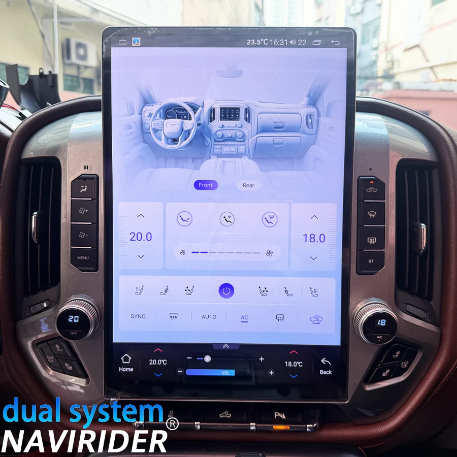 

15.6nch Car Radio dual system Navi Android 14 Carplay For Chevrolet SILVERADO GMC Sierra 2014-2023 GPS Multimedia Video player