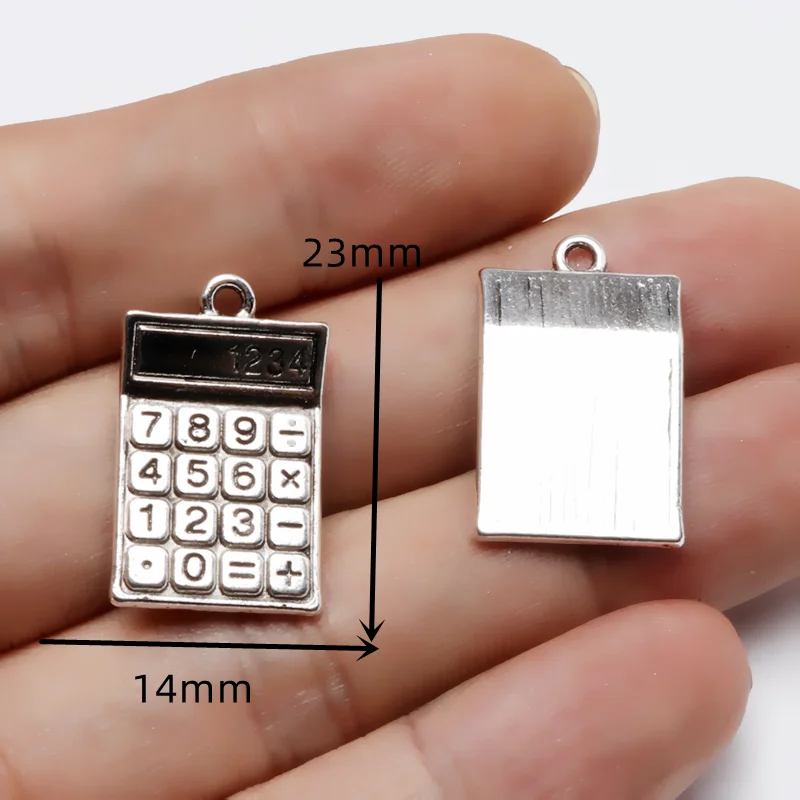 10pcs Silver Plated Retro Calculator Alloy Pendant DIY Charms Hip Hop Earrings Bracelet Jewelry Crafts Metal Accessories P1582