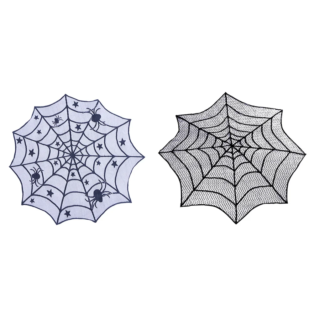 

2Pcs Black Lace Spider Web Halloween Tablecloths Decorative Table Covers Halloween Party Supplies Spider Web Decorations