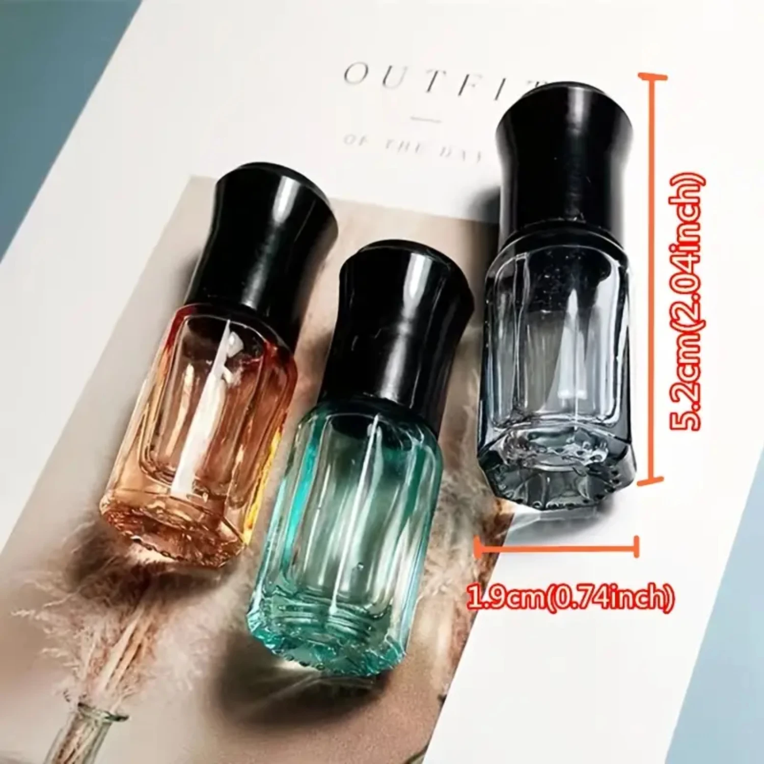 3 stuks draagbare glazen rolflessen voor cosmetische reisopslag