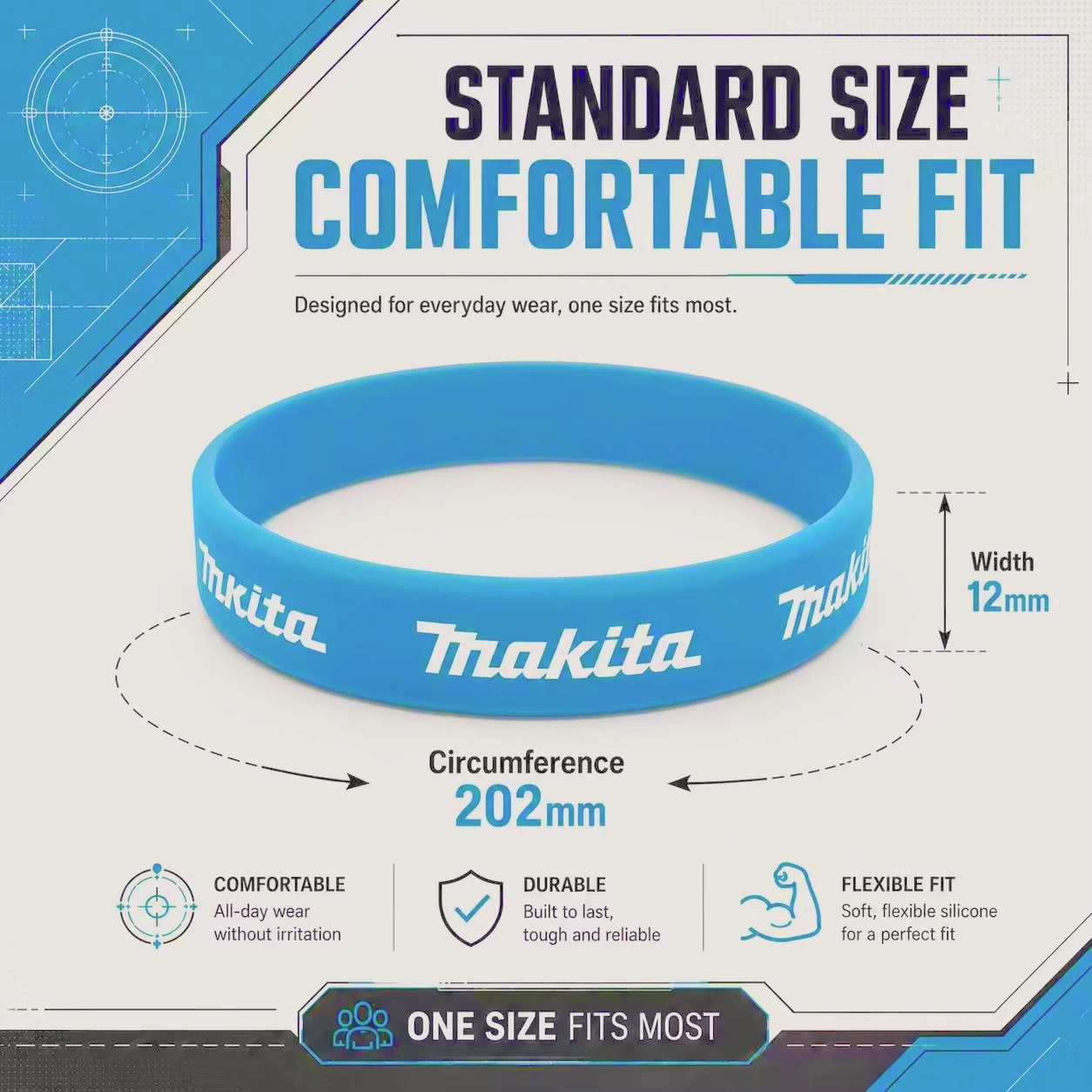 Makita Tool Decor Couple Basketball Sports Wristband Fitness Rubber Bracelet