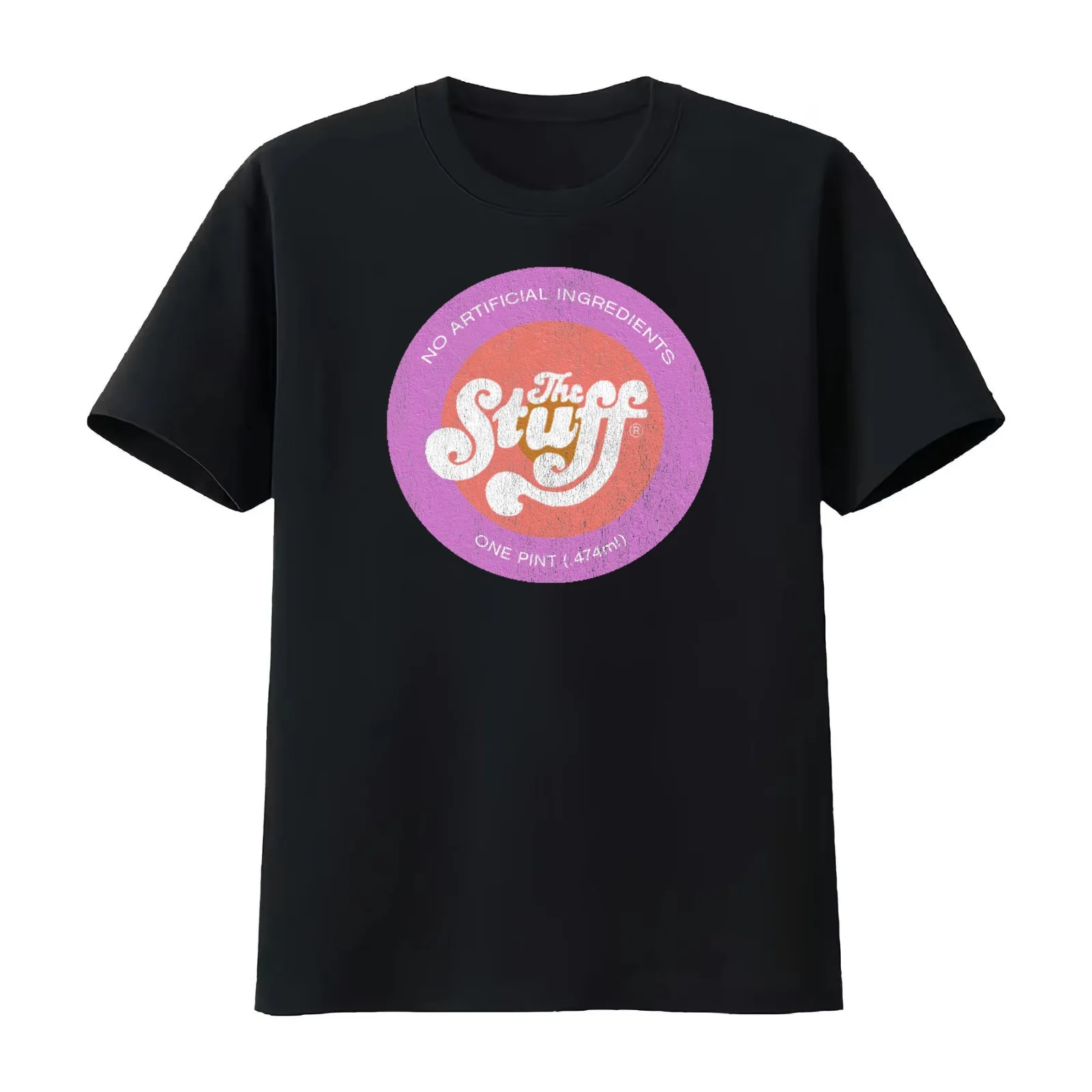 The Stuff - logo from The Stuff T-Shirt Summer Casual Cotton Tee Oversized Streetwear Tops Vintage Graphic Print 100% Cotton