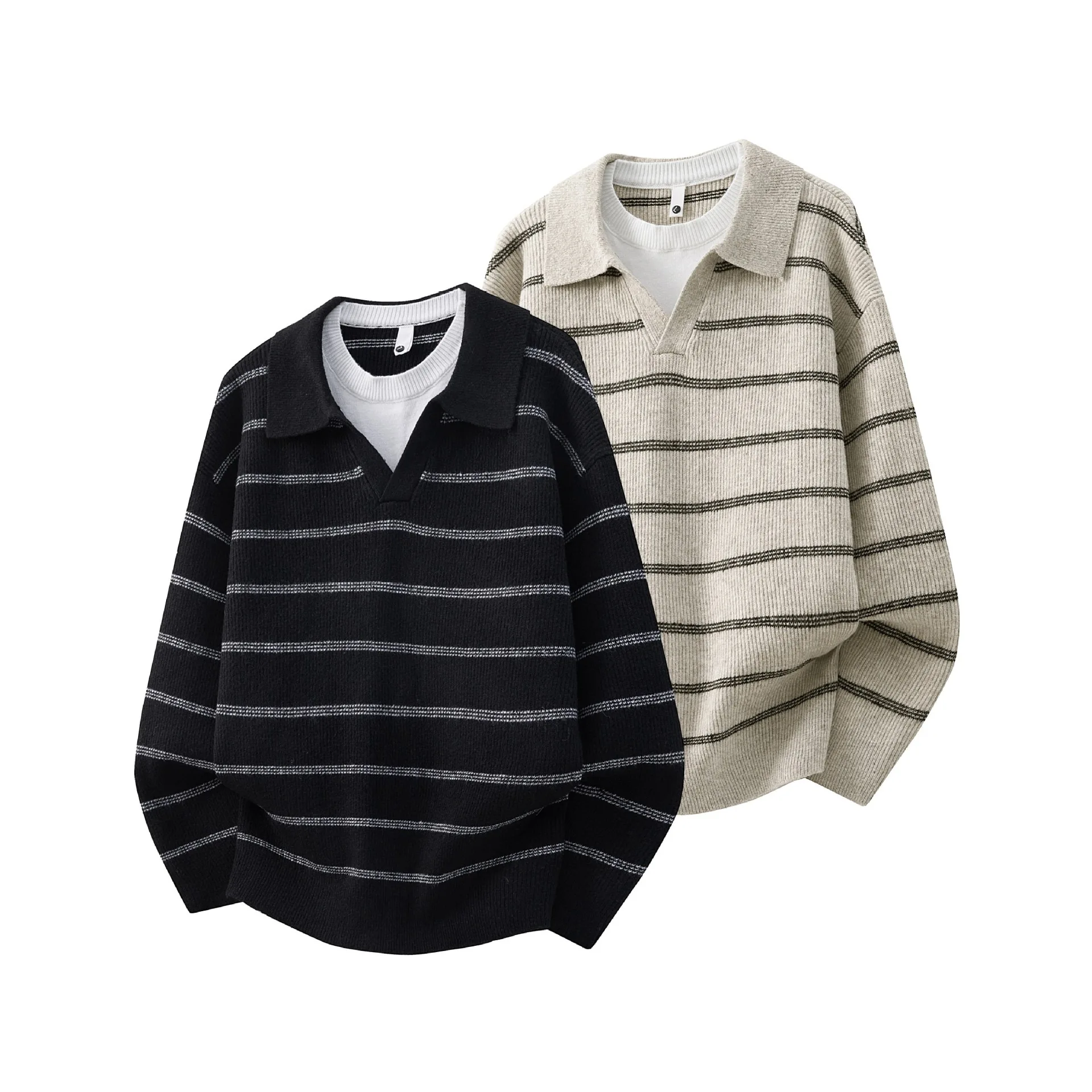 

Мужской вязаный свитер с V-образным вырезом, в полоску, повседневный, из смесового хлопка, осенне-зимний, в стиле ретро, с цветовыми блоками, модный топ