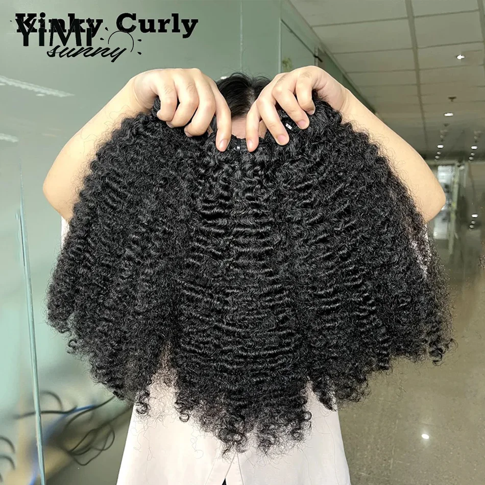 Burmese Kinky Krullend Menselijk Haar Bundels Mongoolse Maagdelijke Human Hair Extension Weave Inslag Voor Vrouwen Full Head Yimisunny