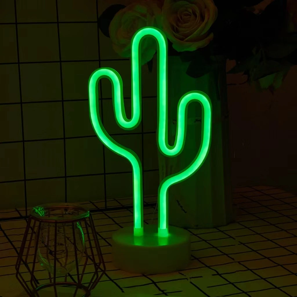 Tropical cactus neon lights, USB/battery powered, living room, summer party, birthday gift, countertop atmosphere light