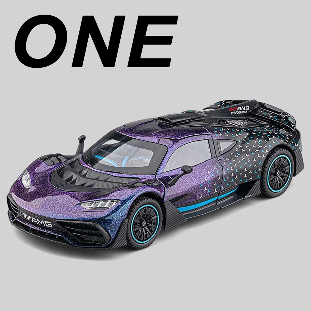 1:24 ONE SLS Alloy Sportscar Toys Model Diecast Vehice Sound Light Pull Back Doors Opened Rubber Tires for Kids Christmas Gifts