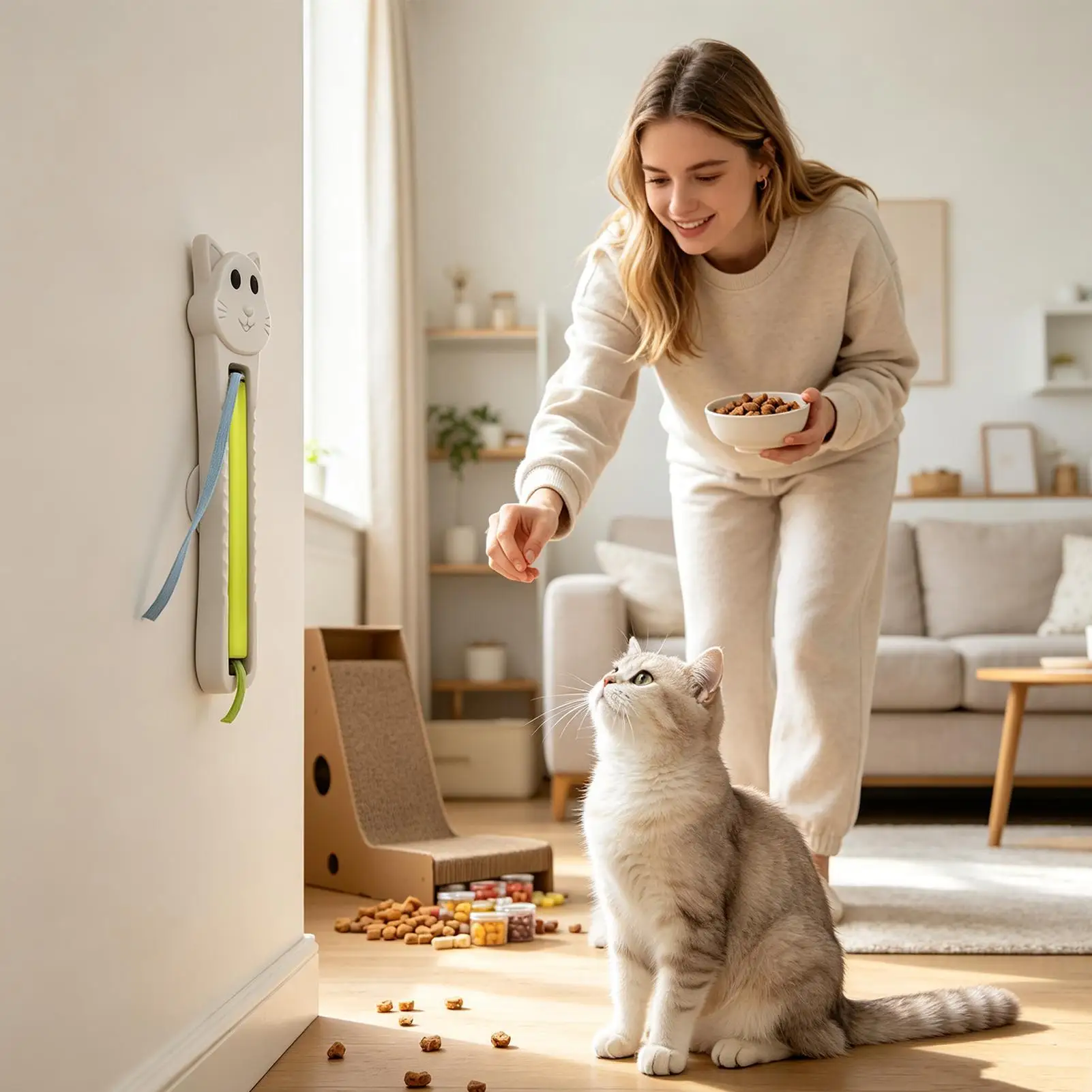 Electric Cat Toy Rechargeable Self Play Enrichment Pet Supplies Cat Enrichment Toys For Door Doorways Indoor Home Bedroom Dorms