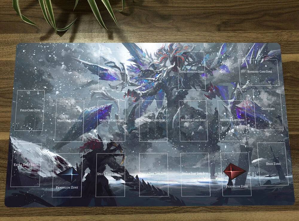 

YuGiOh Mirrorjade The Iceblade Dragon Playmat Trading Card Game Mat TCG CCG Mouse Pad Desk Table Mat Mousepad With Bag 60x35cm