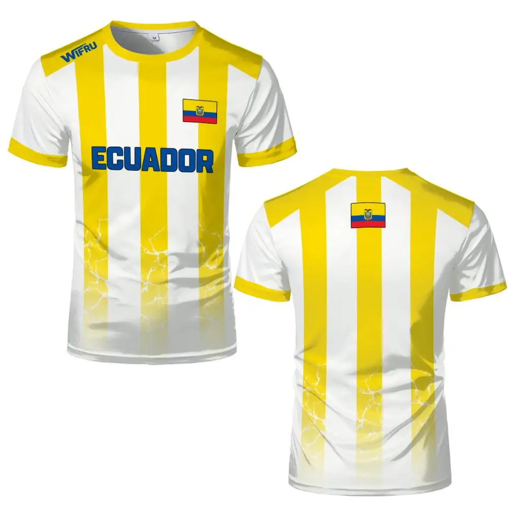 Ecuadorian flag print Football Jersey Men's breathable Soccer Shirt Summer quick-drying sports T-shirt casual fan apparel