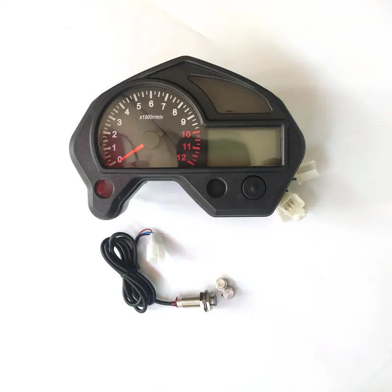 7-Color adjustable motorcycle modified LCD meter code meter 1-6 gears male mile fuel meter, adjustable speed