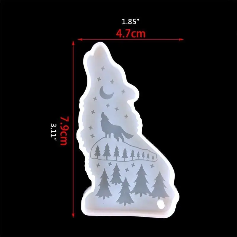 A52E Shiny Wolf Schlüsselbund Epoxy Harz Form Halskette Anhänger Silikon Form DIY Handwerk Schmuck Decortaion Casting Mould – Detail 6