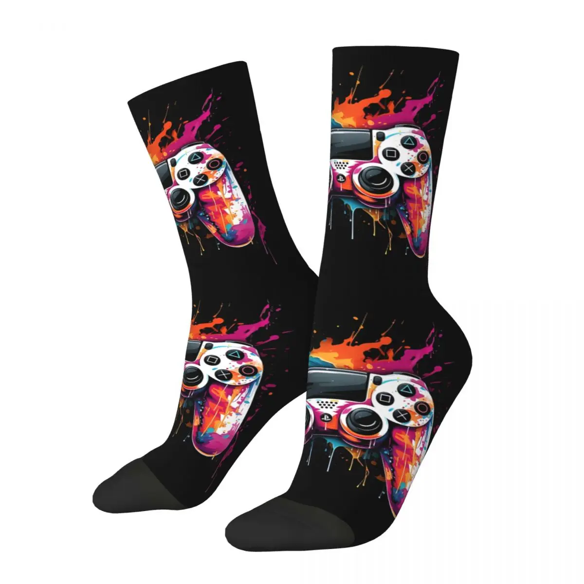 Controller With An Ink Men Socks Windproof Novelty Spring Summer Autumn Winter Stockings