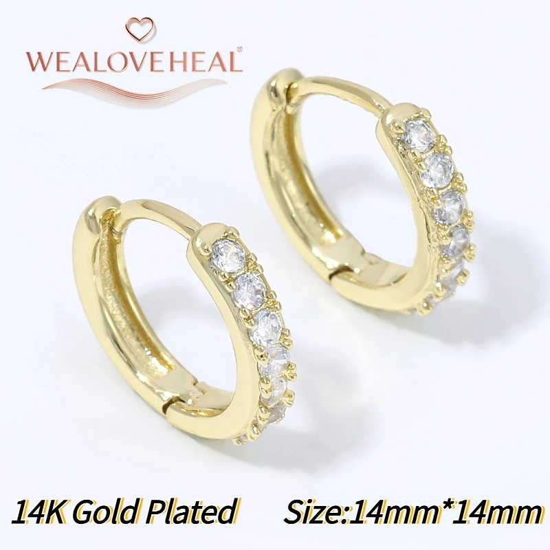 ohrringe damen,ohrringe,14K vergoldete Messing-Micro-Pave-CZ-Huggie-Hoop-Ohrringe, kleine, dünne Zirkonia-Knorpel-, Helix-, Tragus-Piercing-Schmuckstücke für Damen – Detail 21