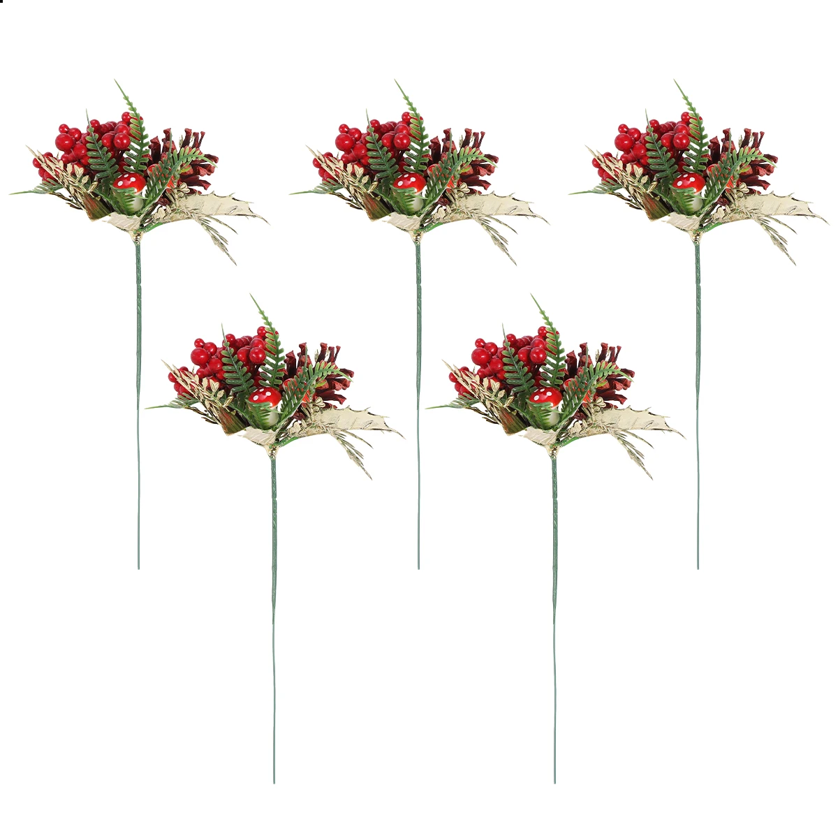 

5 Pcs Red Berry Picks Artificial Cuttings Plant Christmas Tree Decor Decorations