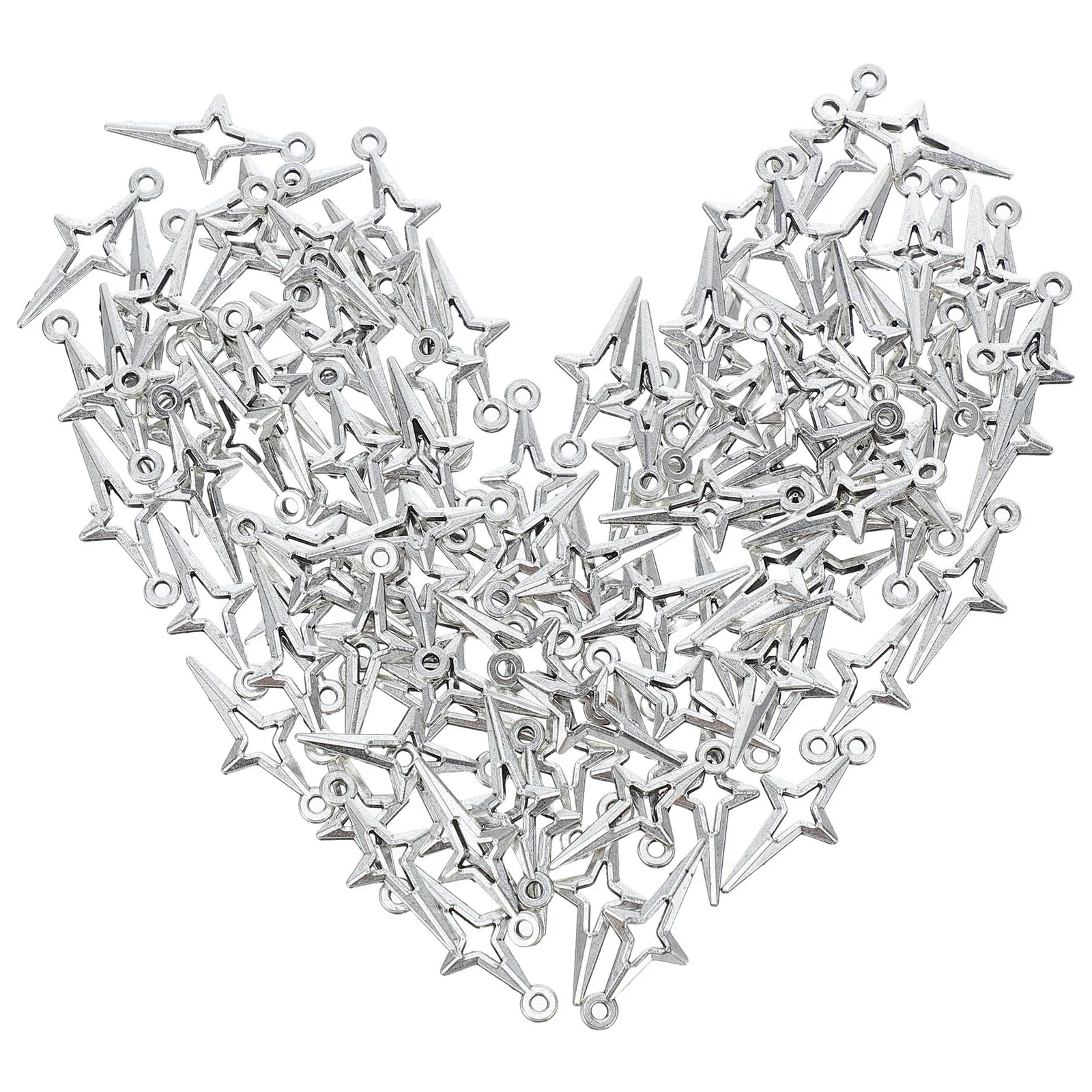 

100Pcs Star Charms Mini Hollow Four-Pointed Pendant Jewelry Making DIY Craft for Necklace Bracelet Earrings Keychain Accessories