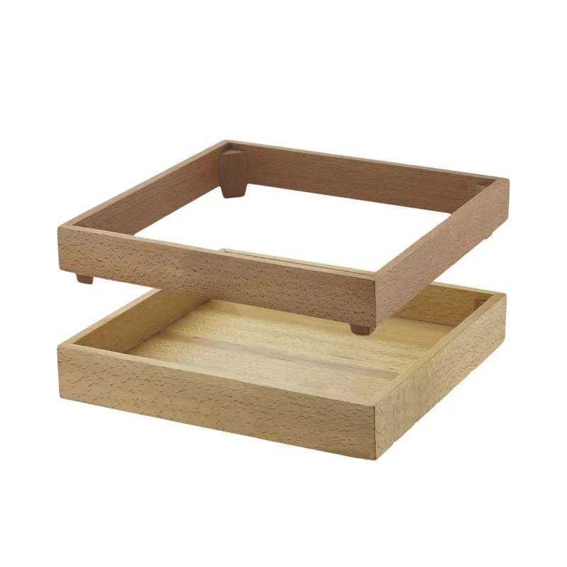 Manqi Kitchen Equipment Food Hotel Wood 2 Tiered Stand Buffet Cabinet Modern Wooden Display Risers for Wedding
