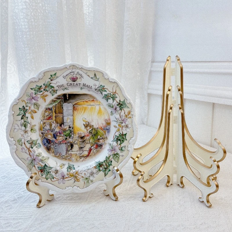 

White gold decorative plate rack, antique plate display rack, acrylic European bracket