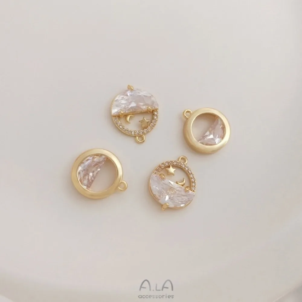 

1 шт. медные подвески 14 К золото цвет циркон натюрмодная вода яркая луна круглый кулон ручной работы DIY ювелирные изделия кулон ожерелье серьги