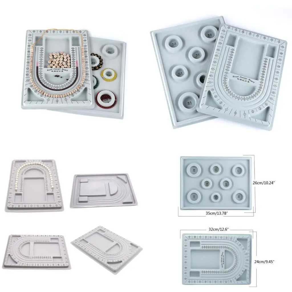 

652F 2Pcs Gray Flock Beads Tray Design Boards DIY Beading Bracelet Tools Jewelry Storage Box Tray Diy Jewelry Making