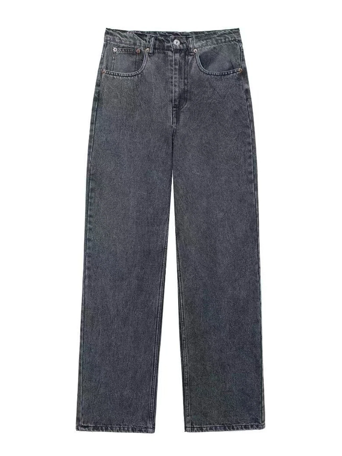 Джинсы с прямыми штанинами, длинные повседневные женские джинсовые брюки со средней талией, удобные классические синие цвета